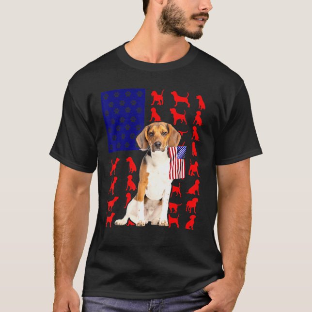 Beagles American Flag 4th Of July Dog Usa Patrioti T-Shirt (Front)