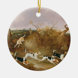 Beagles in Full Cry, 1845 (oil on canvas) Ceramic Tree Decoration
