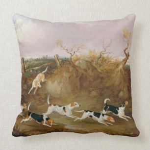 Beagles in Full Cry, 1845 (oil on canvas) Cushion