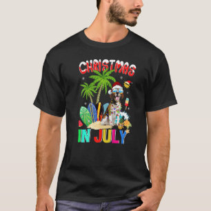 Beagles In Santa Hat Sunglasses Christmas In July T-Shirt