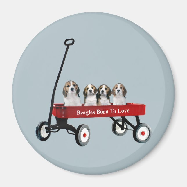 Beagles In Wagon Magnet (Front)