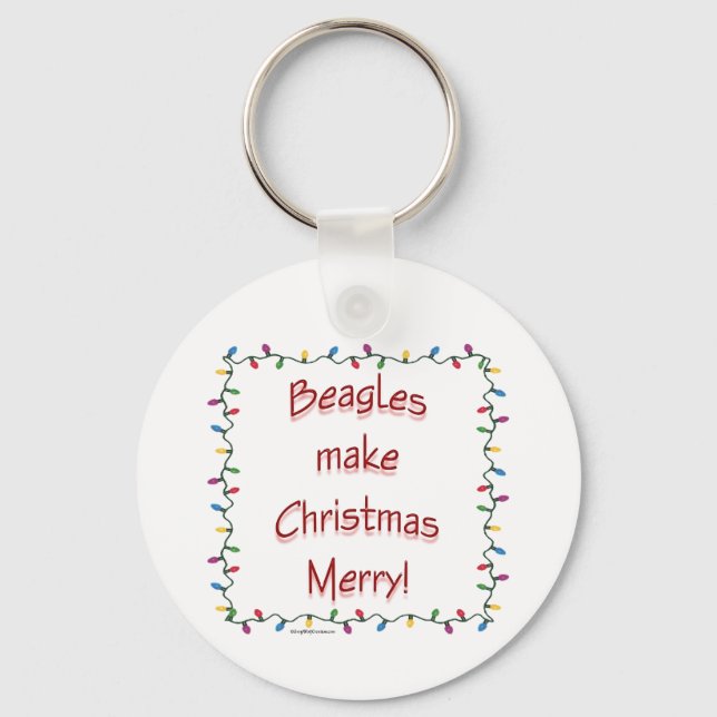 Beagles Make Christmas Merry Keychain (Front)