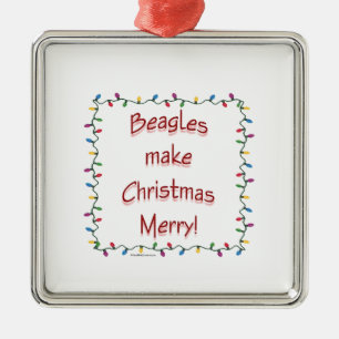 Beagles Make Christmas Merry Metal Tree Decoration