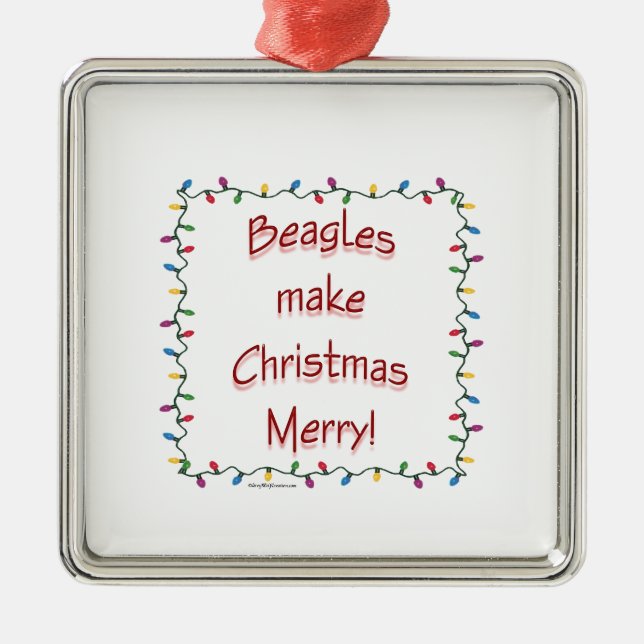 Beagles Make Christmas Merry  Metal Tree Decoration (Front)