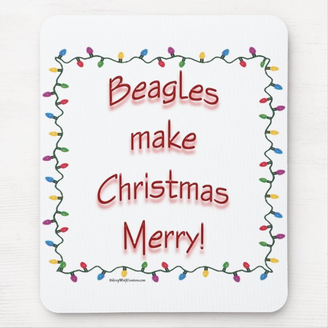 Beagles Make Christmas Merry Mouse Pad (Front)
