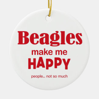Beagles Make Me Happy Ceramic Tree Decoration