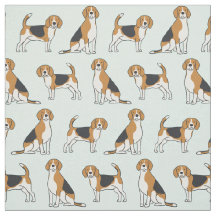 Beagles on Aqua Fabric