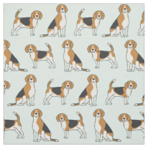 Beagles on Aqua Fabric
