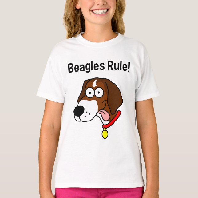 "Beagles Rule!" Girl's Ringer T-Shirt (Front)