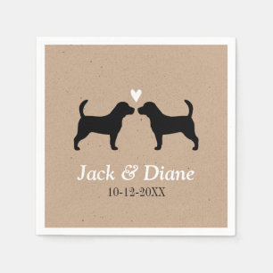Beagles Wedding Couple with Custom Text Napkin