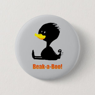 Beak-a-Boo! Cute Cartoon Duck with Funny Pun 6 Cm Round Badge