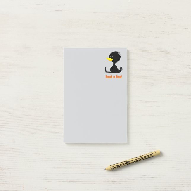 Beak-a-Boo! Cute Cartoon Duck with Funny Pun Post-it Notes (On Desk)