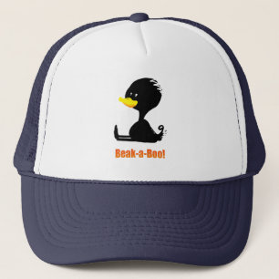 Beak-a-Boo! Cute Cartoon Duck with Funny Pun Trucker Hat