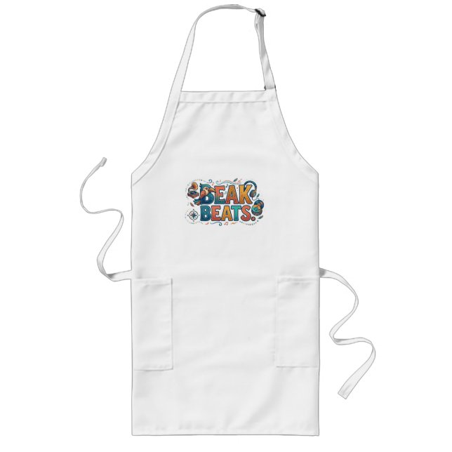 Beak Beats – Fun Bird Music Graphic T-Shirt Long Apron (Front)