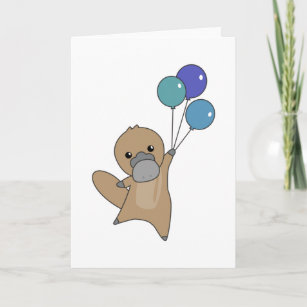 Beaker Flies With Balloons Sweet Animals Children Card