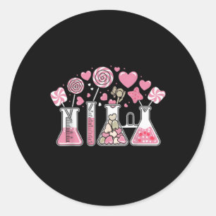 Beaker Test Tube Heart Laboratory Valentines Classic Round Sticker