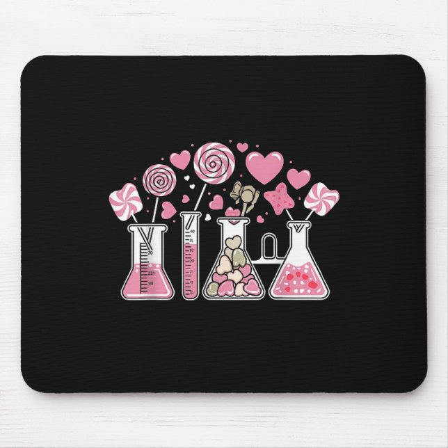 Beaker Test Tube Heart Laboratory Valentines  Mouse Pad (Front)