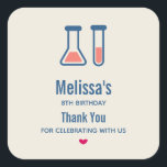 Beaker & Test Tube Science Themed Birthday Square Sticker<br><div class="desc">Birthday thank you stickers with a cute drawing of a test tube and beaker. Perfect for science types.</div>
