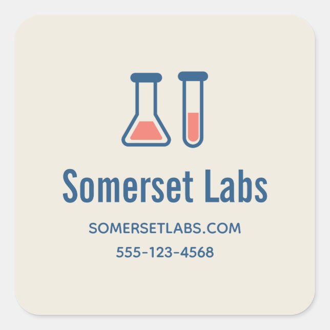 Beaker & Test Tube Science Themed Business Square Sticker (Front)