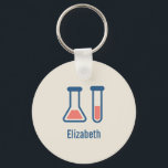 Beaker & Test Tube Science Themed Key Ring<br><div class="desc">A key chain with a cute drawing of a test tube and beaker. Perfect for science types.</div>