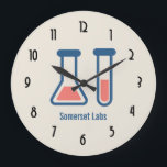 Beaker & Test Tube Science Themed Large Clock<br><div class="desc">A clock with a cute drawing of a test tube and beaker. Perfect for science lovers.</div>