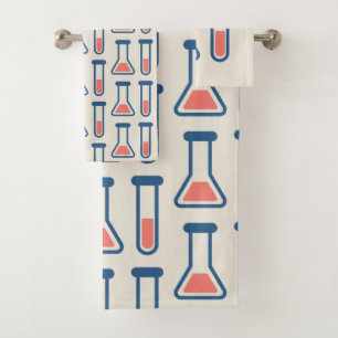 Beaker & Test Tube Science Themed Pattern Bath Towel Set