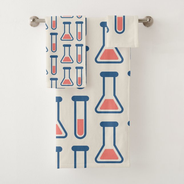 Beaker & Test Tube Science Themed Pattern Bath Towel Set (Insitu)