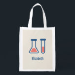 Beaker & Test Tube Science Themed Reusable Grocery Bag<br><div class="desc">Grocery tote with a cute drawing of a test tube and beaker. Perfect for science types.</div>