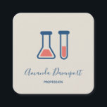 Beaker & Test Tube Science Themed Square Business Card<br><div class="desc">Business cards with a cute drawing of a test tube and beaker. Perfect for science types.</div>