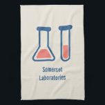 Beaker & Test Tube Science Themed Tea Towel<br><div class="desc">A kitchen towel with a cute drawing of a test tube and beaker. Perfect for science lovers.</div>
