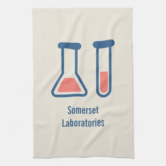 Beaker & Test Tube Science Themed Tea Towel (Vertical)