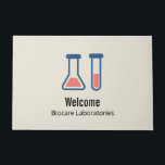 Beaker & Test Tube Science Themed Welcome Doormat<br><div class="desc">Welcome doormat with a cute drawing of a test tube and beaker. Perfect for science types.</div>