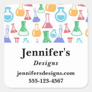Beakers and Flasks Fun Pattern Business Square Sticker