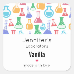 Beakers and Flasks Fun Pattern Candle Business Square Sticker