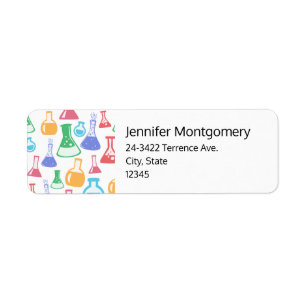 Beakers and Flasks Fun Science Pattern Address