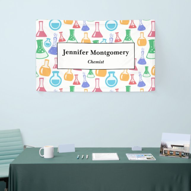 Beakers and Flasks Fun Science Pattern Business Banner (Tradeshow)