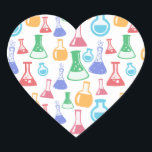 Beakers and Flasks Fun Science Pattern Heart Sticker<br><div class="desc">Stickers with a fun and colourful pattern. Research scientist vibe with beakers and flasks of different shapes and sizes in bright happy colours.</div>