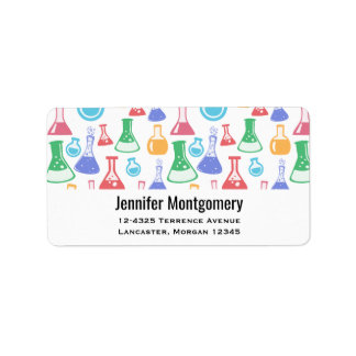 Beakers and Flasks Fun Science Pattern Label