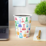 Beakers and Flasks Fun Science Pattern Paper Cups<br><div class="desc">Paper cups with a fun and colourful pattern. Research scientist vibe with beakers and flasks of different shapes and sizes in bright happy colours.</div>