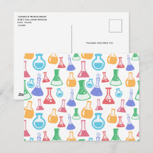 Beakers and Flasks Fun Science Pattern Postcard