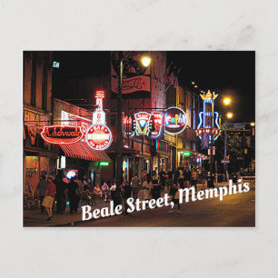 Beale Street, Memphis, Tennesee night scene Postcard