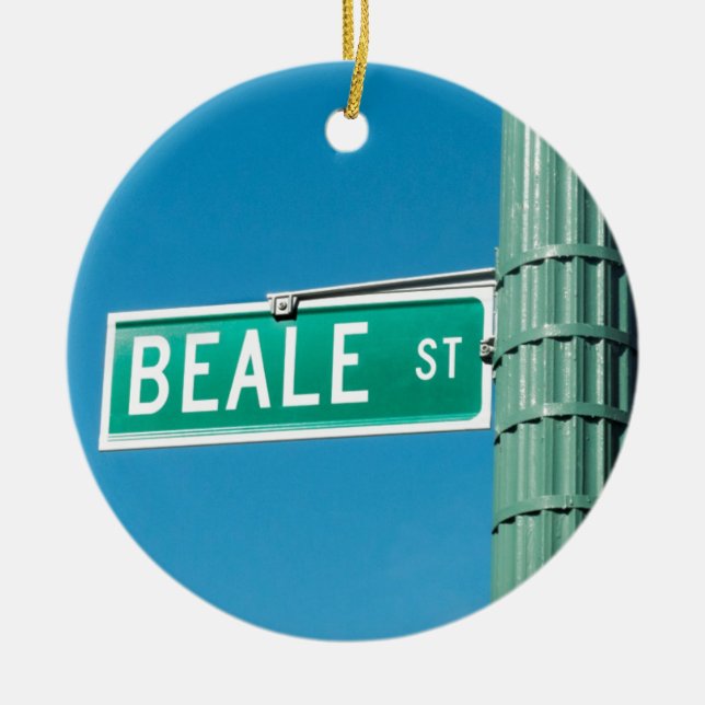Beale Street sign Ceramic Tree Decoration (Front)