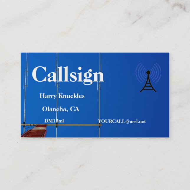 Beam Antenna and Tower Amateur Radio Call Sign Business Card (Front)