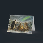 Beam Lingering Whimsical Aurora Animals Painting Card<br><div class="desc">This greeting card features a penguin,  rabbit,  and dog sharing a cozy campfire under the glowing northern lights. The warm,  whimsical scene is perfect for birthday wishes,  thank you notes,  or thinking-of-you messages. A sweet card for animal lovers and fans of nature scenes.</div>