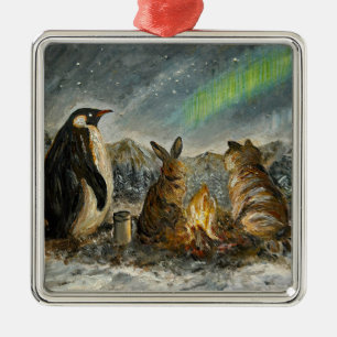Beam Lingering Whimsical Aurora Animals Painting Metal Tree Decoration