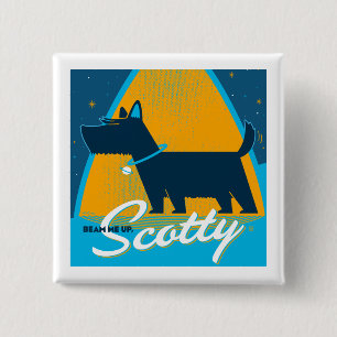 Beam Me Up Scotty 15 Cm Square Badge