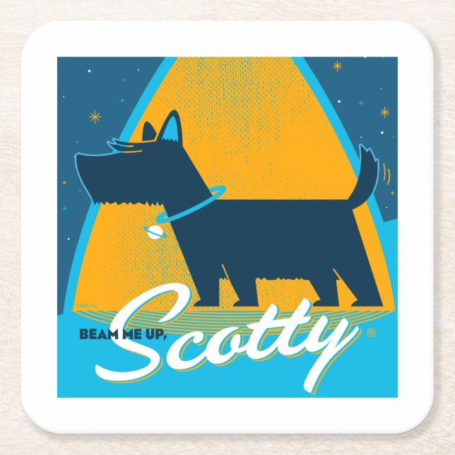 Beam Me Up Scotty Square Paper Coaster (Front)