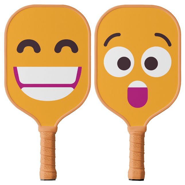 Beaming Face + Astonished Face Custom Colours Pickleball Paddle (Creator Uploaded)