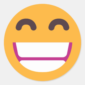 Beaming Face Smiling Eyes Cute Custom Colours Emoj Classic Round Sticker