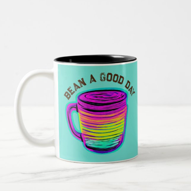 Bean A Good Day Coffee Lovers Two-Tone Coffee Mug (Left)